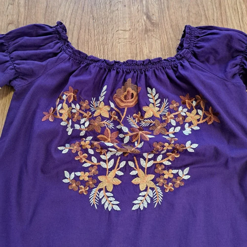 Free People Fleur Du Jour Purple Cotton Mini Dress Size Misses Extra Sma…